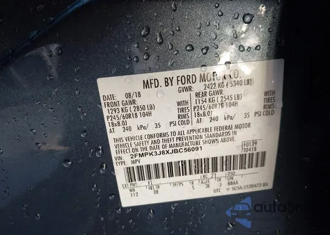 2018 Ford Edge Sel z USA, uszkodzony, nr VIN 2FMPK3J8XJBC56091